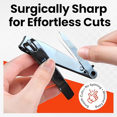TITA22™ Nail Clipper with Titanium Coating, Ultra Sharp, Sturdy, Rust-Proof, Long-Lasting, Fingernails & Toenails Clipper Cutter with Nail File, Suitable for Men & Women, (1 Piece)