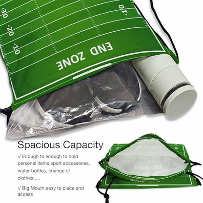 Football Field Drawstring Backpack Adjustable Shoulder Strap Green Grass with White Lines Graduated Line End Zone Drawstring Bag Sutiable for Sports Beach Short Travel Stroage 14x16.9 Inch - color: Football Field