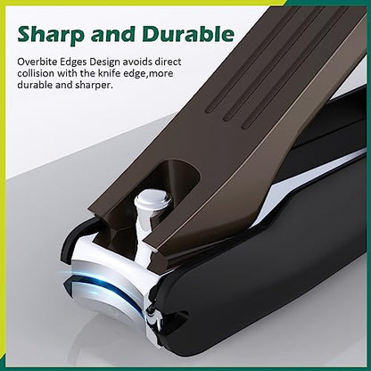 GLAMFIELDS Nail Clipper with Catcher, Large Fingernail Toenail Clipper,Slanted Edge Nail Clippers Leather Case Packed Good Gift for Men and Women 2PACK Large/Small - size: 2PACK Large/Small