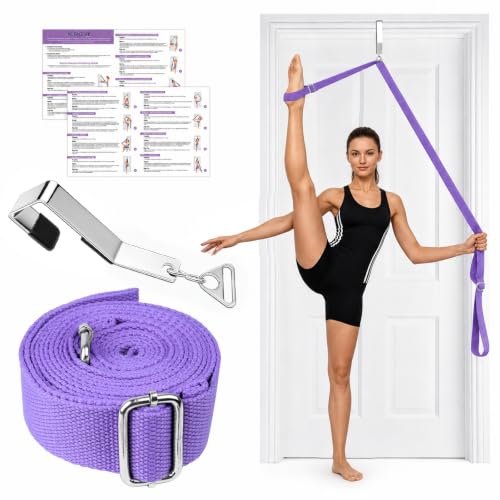Stretching Strap with Door Anchor Improve Leg Flexibility for Splits - color: Purple