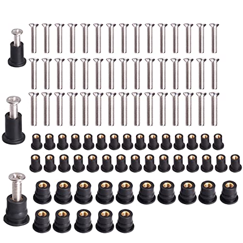 WEDAMER 45 Pairs M4 M5 M6 Neoprene Well Nuts with Stainless Steel Screw M5 Rubber Well Nuts Kayak Brass Copper Bolts Well Nut Kit for Kayak Motorcycle Boat Marine Windscreen Accessories (M4 M5 M6) - color: M4 M5 M6 each 15 Pairs
