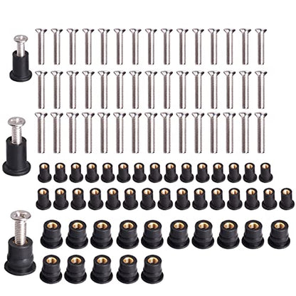 WEDAMER 45 Pairs M4 M5 M6 Neoprene Well Nuts with Stainless Steel Screw M5 Rubber Well Nuts Kayak Brass Copper Bolts Well Nut Kit for Kayak Motorcycle Boat Marine Windscreen Accessories (M4 M5 M6) - color: M4 M5 M6 each 15 Pairs