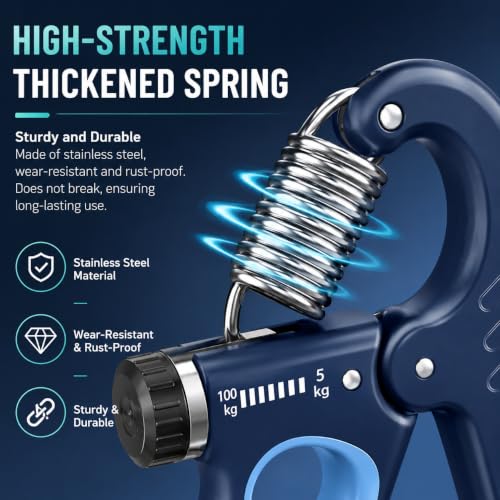 Hand Grip Strengthener Set with Adjustable Resistance 5-100 kg | 3-Piece Training Kit, Forearm Strengthener, Finger Exerciser, Automatic Rep Counter, Injury Recovery