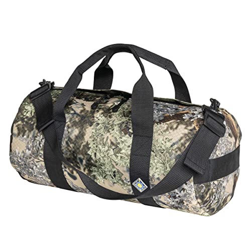 25L Field Camo Duffle Bag, Heavy Duty Weatherproof Ripstop Travel Gear Bag | Folds flat for storage. #10 double-slider zipper with splash cover. Wraparound handles rated for heavy loads. - color: Desert Shadow, size: 10" x 20" (25 Liters)