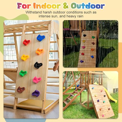 10 Rock Wall Climbing Holds Extra Large with 2 Handles,DIY Rock Climbing Grips with Mini Wrench for Indoor Outdoor Playground Play Set(Green) - color: Green