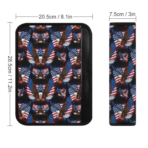 2 Pack Universal Soft and Comfortable Seat Belt Cover for Kids, Car Seats Pushchair Strollers High Chair Pushchair, Independence Day American Flag Eagle Seat Belt Cushion - color: Pattern 628