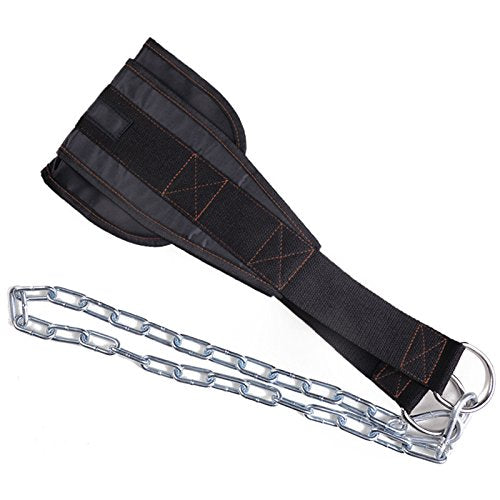 Fitness Dip Belt with Chain for Weight lifting, Dipping Pull Up Belt, Dip Belt Leather Attachment, Powerlifting, and Bodybuilding Workouts Belts, Comfortable Waist Support for Men & Women