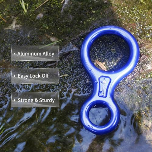 NewDoar Climbing Gear Downhill Equipment, Descender Rappel Rock Climbing Descending Belaying Equipment Rescue Figure 8 Descender Rigging Plate 35KN for Climbing Belaying and Rappeling Device - color: Blue