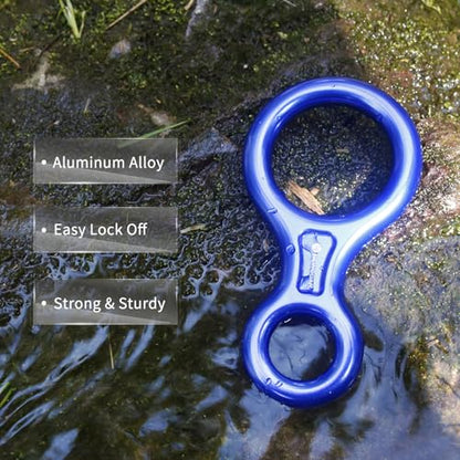 NewDoar Climbing Gear Downhill Equipment, Descender Rappel Rock Climbing Descending Belaying Equipment Rescue Figure 8 Descender Rigging Plate 35KN for Climbing Belaying and Rappeling Device - color: Blue