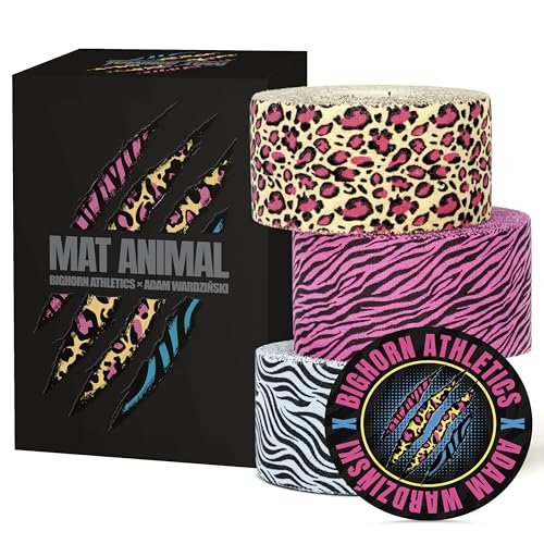 Bighorn Athletics Animal Print Sports Tape | 3-Rolls, 1.5-in x 45-Ft | Medical Tape for Ankle Wrist Hands Injury Support | No Sticky Residue, Zinc-Oxide Infused Adhesive, Mat Animal Collection - color: Multicolor, size: 1.5-Inch