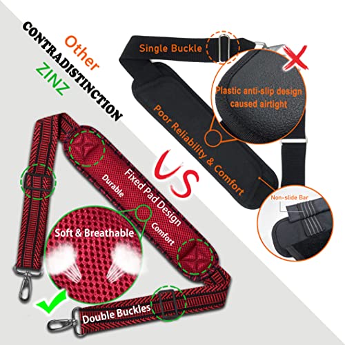 ZINZ Bag Shoulder Strap, Padded Adjustable Shoulder Strap Replacement - color: Black&red Jacquard, size: 57"