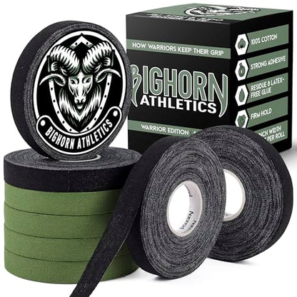 Bighorn Athletics Finger Tape, 0.5-Inch x 45-Feet, 8 Rolls, Military Green/Black - color: Military Green & Black, size: 0.5-Inch