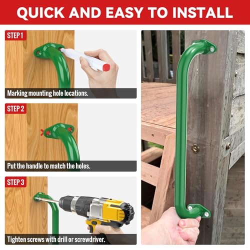 17.3 Inch Playground Handles Monkey Bars Indoor | Metal Grab Handle Hand Grips for Treehouse (Green, 6 Pack) - color: Green