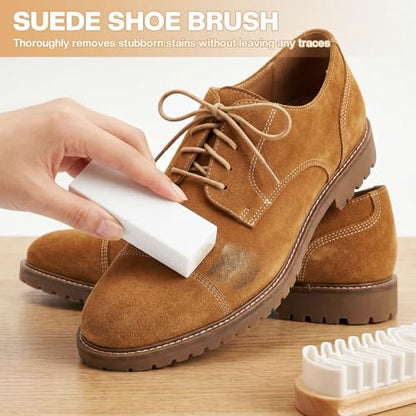3Pcs Suede Shoe Brush Crepe Applicators Nubuck Leather Cleaner Shoes Shine Dauber Set with Cleaning Eraser Cloth(Style A) - style: Style A
