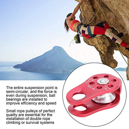 20KN Outdoor Climbing Pulley, Aluminum Side Swing Pulley, Climbing Pulley for Climbing Aloft Work Rappelling Rescue - size: Red