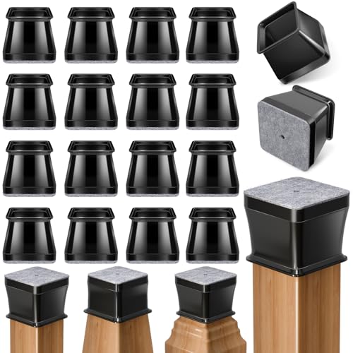 24 Pcs Chair Leg Floor Protectors Square,Black Silicone Felt Furniture Leg Pads Caps Covers for Hardwood Floors(Fit:1-1/16" to 1-5/8") - color: Black, size: Square L
