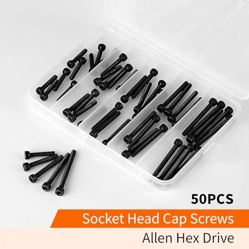 M4 x 20mm 25mm 30mm 35mm 40mm Hex Socket Head Cap Screws Bolts, 12.9 Grade Alloy Steel, Black Oxide Finish, Allen Hex Drive, Metric Machine Fully Threaded, Assortment Kit 50PCS - size: M4 x 20/25/30/35/40mm (50PCS)