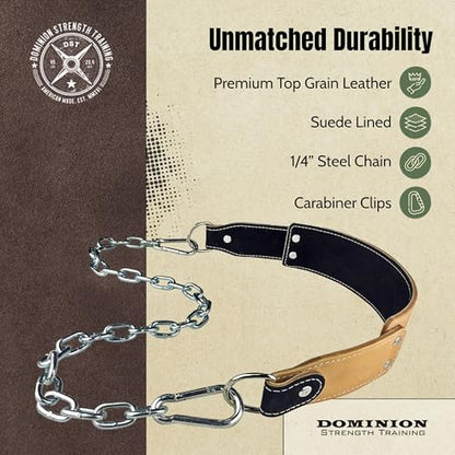 Heavy-Duty Leather Dip Belt with Steel Chain - Ultimate Accessory for Weighted Pullups, Dips, and Progressive Overload - color: Black Suede