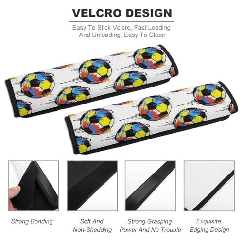 Universal Soft and Comfortable Car Seat Straps Shoulder Pads for Girls and Boys, Most Cars, 1 Pair Football Graffiti Soccer Harness Pads Strap Comfortable Driving - color: Pattern 288