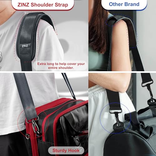 ZINZ 75" Shoulder Strap with Fixed Pad and Dual Balanced Buckles，Dark Gray - color: Dark Gray