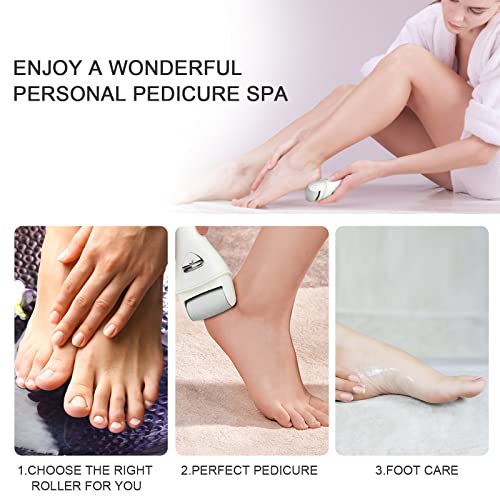 Electric Feet Callus Removers Rechargeable,Portable Electronic Foot File Pedicure Tools, Electric Callus Remover Kit,Professional Pedi Feet Care Perfect for Dead,Hard Cracked Dry Skin - color: 001-white