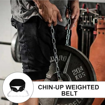 Weight Dip Belt with Steel Chain for Pullups, Gym Workout Lifting, Weightlifting Dipping with Weightlifting Training