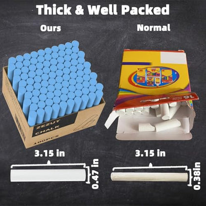 Blue Chalk 100PCS, Low Dust Chalks Stick Bulk for Chalkboard Blackboard Non-Toxic - color: Blue - 100PCS