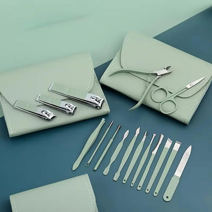 16pcs Nail Clippers Kit, Ultra Sharp Sturdy Fingernail Cutters, Professional Nail Clippers Pedicure Care Tools, Toenail Clipper Cutters for Men and Women Nail Trimmer,Luxury Gold Color,Matcha Green - color: Matcha Green