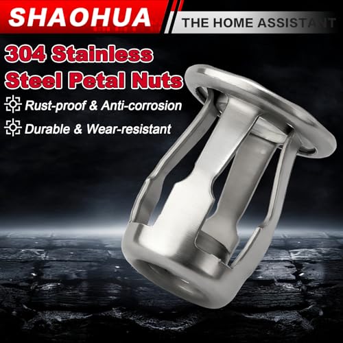 50Pcs Jack Nuts with Bolts, 304 Stainless Steel M4 M5 M6 M8 Petal Nuts Expansion Screws for Hollow Wall, Metal Sheet, Drywall, Aluminum Panel, Furniture, Automotive, Cars, Rust-proof & Durable - size: C. M4 M5 M6 M8