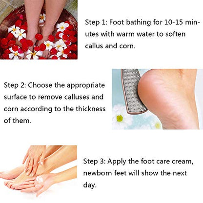 BEZOX Foot File Callus Remover, Double Sided Foot Scrubber for Dead Skin, Stainless Steel Pedicure File for Cracked Heel W/Cloth Storage Bag & Gift Box - style: Rose Golden
