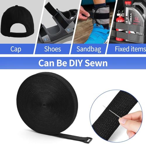 2In x 20Ft Cinch Straps Nylon Heavy Duty with 25 Buckles, Cut to Length, Black Hook and Loop Straps, Reusable Long Cable Ties for Storage and Cord Organizer - size: 2In x 20Ft Black