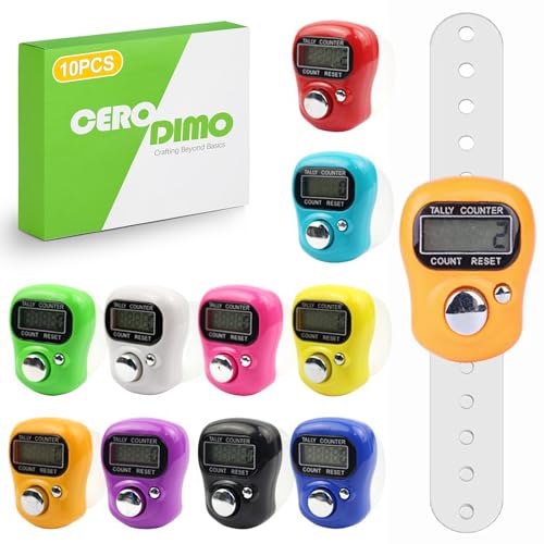 10-Pack Mini LCD Digital Finger Clicker Counter, 5-Digit Handheld Tally Counter for Knitting, Crochet, Lap Counting, Golf, Coaching, and Classroom Use