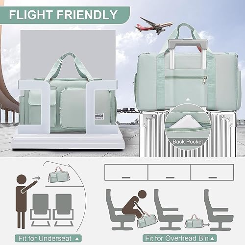 Small Gym Bag for Women, Travel Duffle Bag Carry On Weekender Bag with Shoe Compartment - color: 30#All Green, style: Gym Bag&toiletry Bag