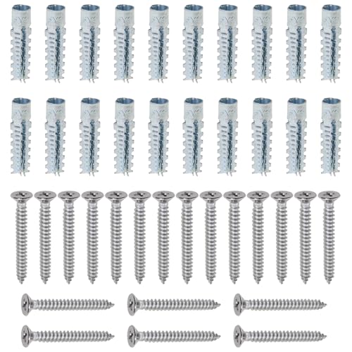 Heyous 20PCS M6x32 Heavy Duty Metal Hollow Wall Anchor with Screws Hardware Fasteners Wooden Walls and Hinge Holes Repair Fittings