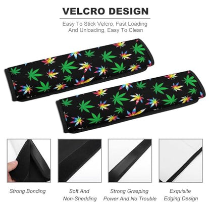 2 Pack Tie Dye Weedleaf Leaf Car Seat Straps Shoulder Pads Breathable Shoulder Protector for Elderly Support, Most Cars, Pressure Relief - color: Pattern 496