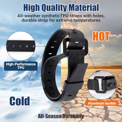PSLER 2 Pack 22 Inch Industrial TPU Tie Down Straps with Aluminum Buckle | Elastic TPU material, reusable ladder strap for ski, luggage & equipment securing, 50LBS capacity, stable for outdoor use