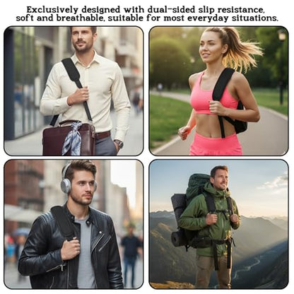 Xindojuz Extra Thick Shoulder Strap Pad, Black Shoulder Pad for Bag Strap, Soft Removable Backpack Pads Padded Shoulders Straps Fastener Cushions for Women Men Guitar Duffle Bag Straps Replacement