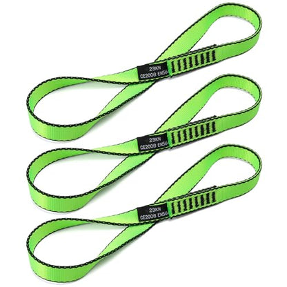 18MM Nylon Climbing Sling Runner 23KN CE2008/EN566 Strong Webbing Straps for Rock Climbing,Mountaineering, Rappelling, Swing, Yoga Hammock etc - color: Green, size: 30cm/ 12inch |Pack of 3