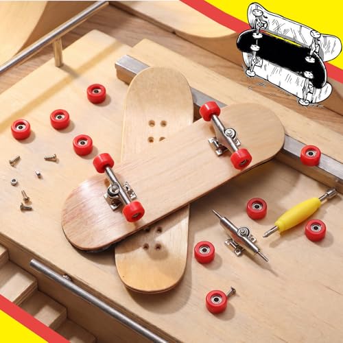 Zhehao 8 Pcs Fingerboard Bearing Wheels Standard Fingerboard Tool CNC Lathed Bearing Wheels Screwdriver and 2 Pcs Nut Driver for 34 mm Wide Decks Finger Skateboard Trucks (Red) - color: Red
