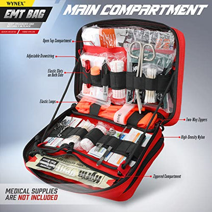 WYNEX Tactical Molle Admin Pouch, Double Layer Large EDC Tool Pouch Bag | Laser-Cut Design, Medical EMT IFAK with Map Pocket, Tool Organizer Molle Accessories, Flag Patch Included, 9.5"x7.5"x3.2" - color: Red