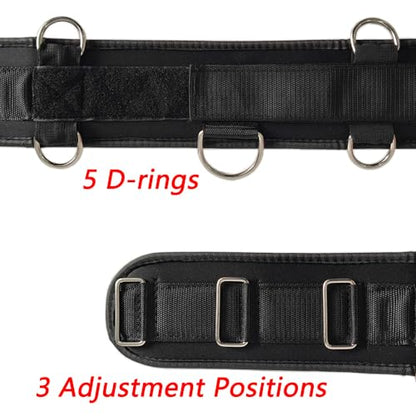 LOOEEL Fitness Resistance Belt Multi Functional Fitness Belt with 5 Rings for Weight Training and Resistance Training of Load Carrying Pull Up Belt Squat