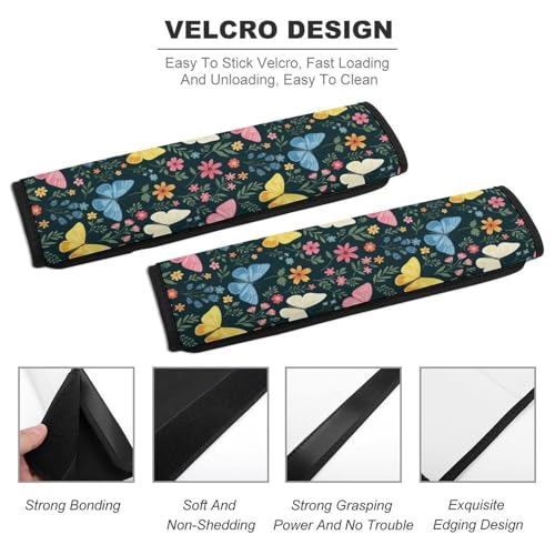 Universal Soft and Comfortable Butterfly Beautiful Floral Botanical Butterflies Seat Belt Shoulder Pad for Kids, Most Cars, 1 Pair Seat Belt Covers Cushion Anti-Slip Pad - color: Pattern 622