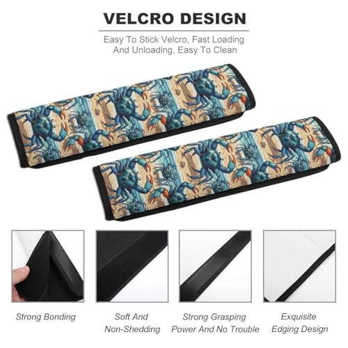 1 Pair Universal Soft and Comfortable Car Seat Belt Pad for Girls and Boys, Most Cars, Coastal Crabs Harness Pads Strap, Neck and Shoulder Support - color: Pattern 143