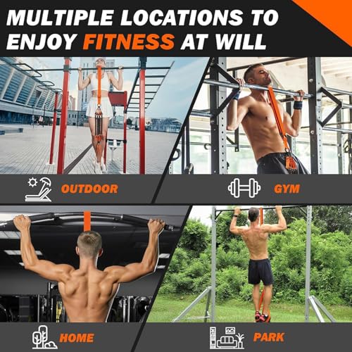 Pull Up Assistance Bands, 6 Resistance Bands Up to 450 lbs | 6 Resistance Bands Up to 450 lbs, Dual Foot Support, Handles, Strap and Storage Bag, Home Gym Strength Training