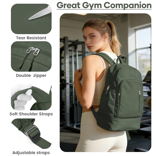Gym Backpack for Women, Dance Volleyball Backpacks With Shoe Compartment | For Yoga Fitness Beach Hiking Sports - color: Green
