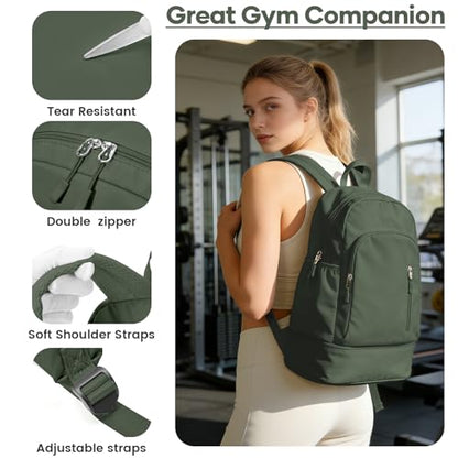 Gym Backpack for Women, Dance Volleyball Backpacks With Shoe Compartment | For Yoga Fitness Beach Hiking Sports - color: Green