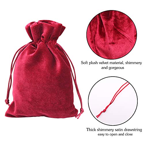 HRX Package Soft Velvet Gift Bags, 5.1x7.8 inch Velvet Drawstring Pouches for Tarot Rune Jewelry Crystal 4 Pack - color: Red, Moss Green, Navy Blue, Purple