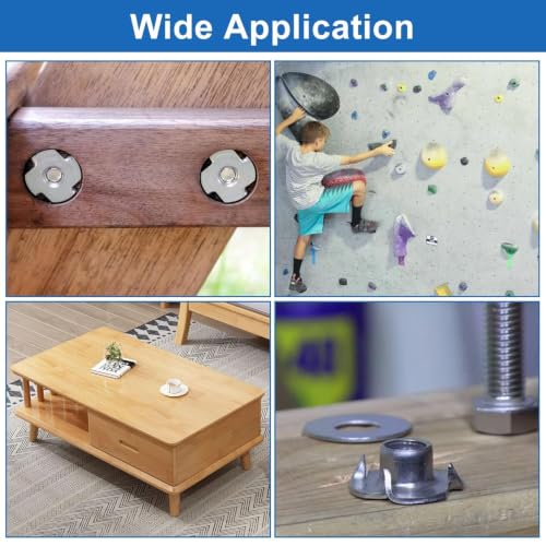 T Nuts M10 50Pcs Threaded Inserts T-Nuts, Zinc-Plated Steel 4 Pronged Tee Nut for Wood, Rock Climbing Holds Cabinetry - size: 50Pcs