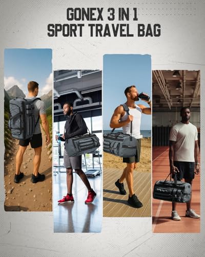 Gonex 45L Tactical Duffel Bag, 3-in-1 Gym & Travel Bag | Shoe compartment, Tactical gear loops, Water-repellent lining, 5 zip pockets, Weekend travel - color: Grey, size: 45L
