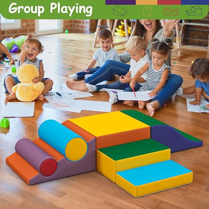 Betterhood Climbing Blocks - Kids Soft Foam Activity Playset - Toddler Soft Couch Climber Gymnastics Equipment for Crawling and Sliding at Home, Preschool - style: Yellow and Green